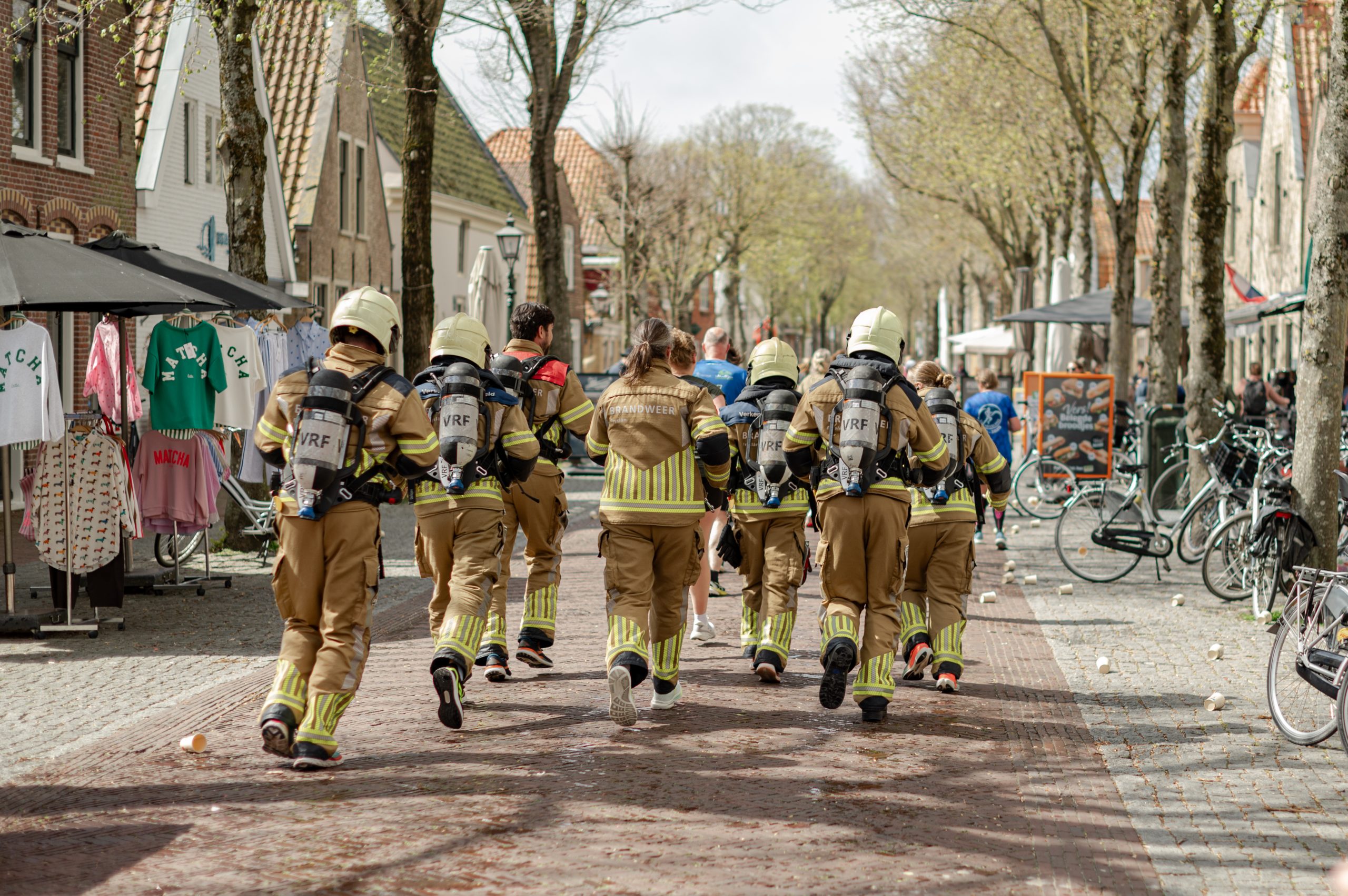 Brandweer langs het parcours